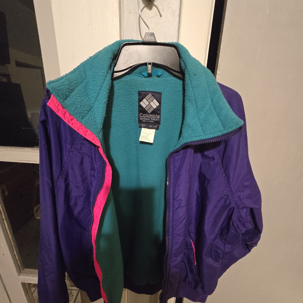 Columbia Purple And Green Ski Jacket Retro Style